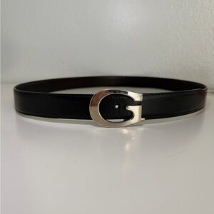 Gucci Black Leather Belt with Silver Buckle